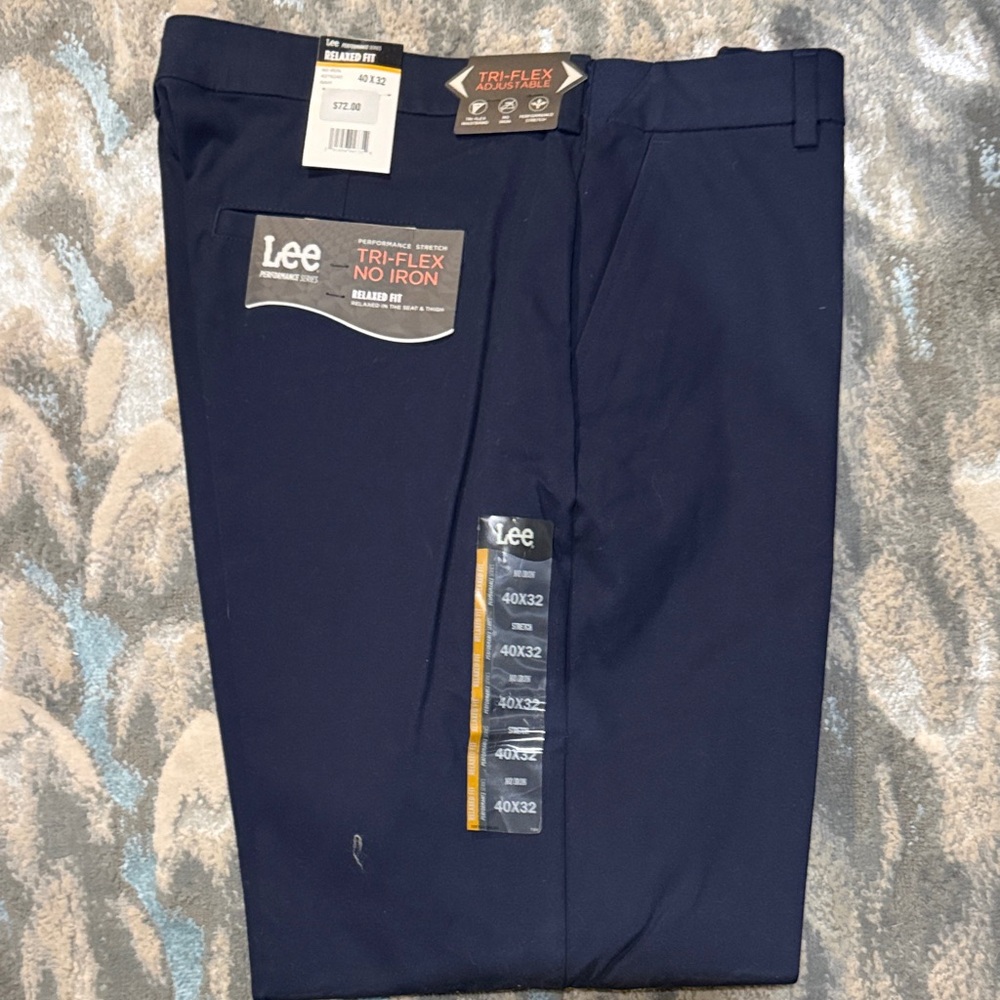 Lee Men's Dark Blue Tri-Flex Dress Pants